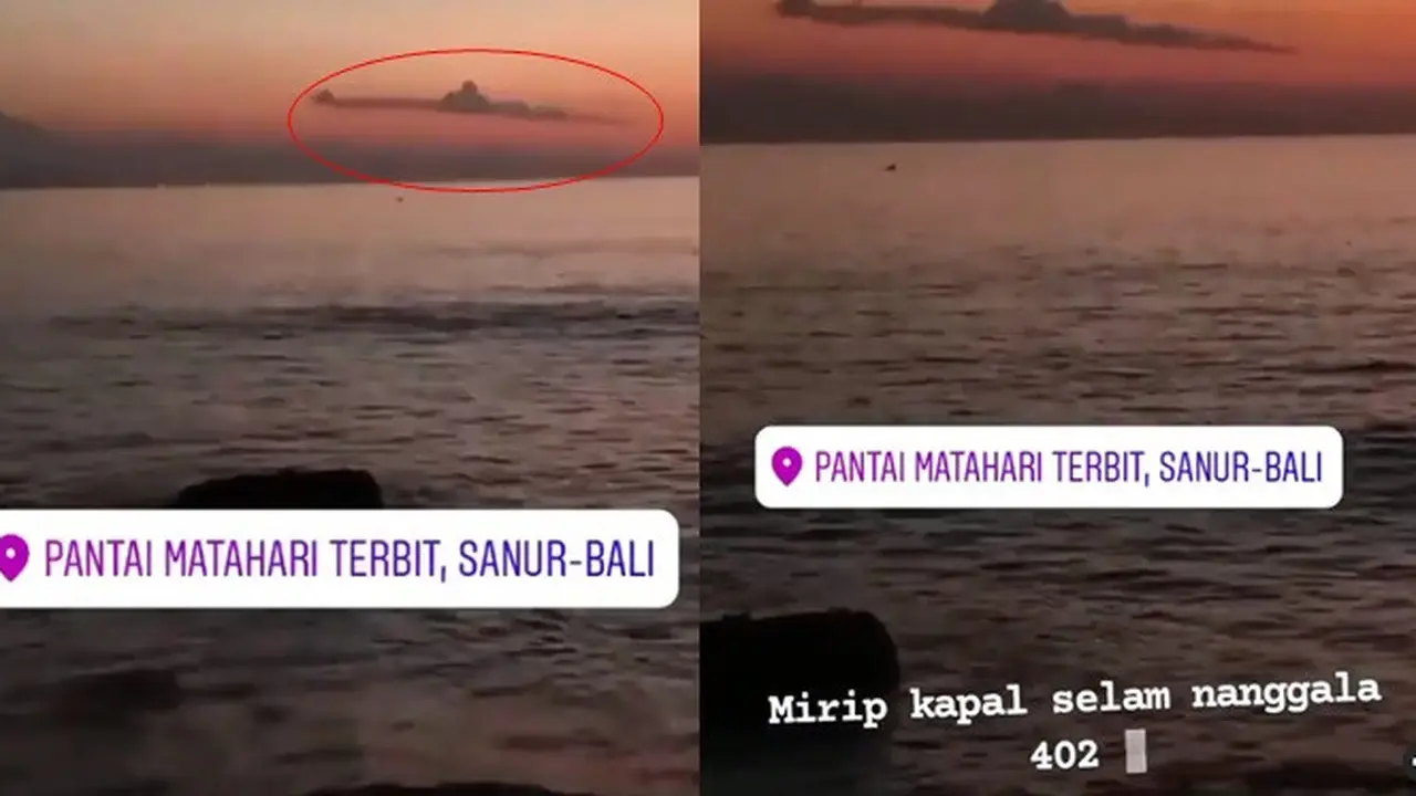 Gempar Penampakan Awan Mirip KRI Nanggala 402 di Bali, Ini Faktanya