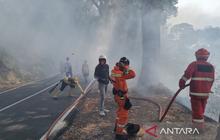 Lahan di Jalur Utama Selatan Cianjur Terbakar