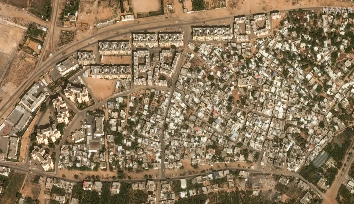 Israel telah berperang dengan Hamas sejak 7 Oktober, setelah kelompok militan Palestina itu melancarkan serangan lintas batas yang mengejutkan dari Gaza. (Satellite image ©2023 Maxar Technologies / AFP)