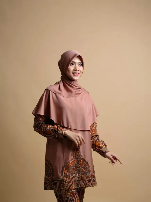Gamis Katun Kombinasi Batik Formal Santai