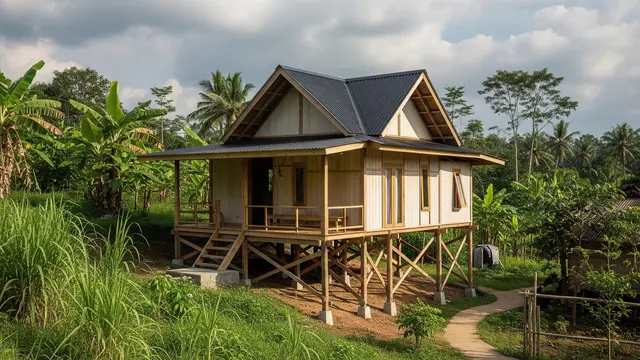 Inspirasi Rumah Minimalis Kecil di Kampung dengan Lahan Tidak Rata/Gemini AI