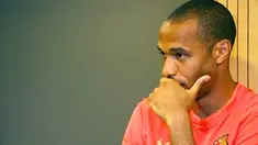 French Thierry Henry attends a press conference of a new signing Belarus international midfielder Alexander Hleb during his official presentation after signing with Barcelona on July 16, 2008 at the Nou Camp stadium. AFP PHOTO / JOSEP LAGO