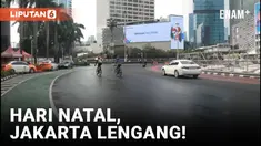 Banyaknya warga yang mudik di masa liburan Natal dan tahun baru menjadi alasan utama lengangnya jalanan Jakarta hari ini (25/12). Cuaca yang sejuk dimanfaatkan warga untuk berolahraga, mulai dari bersepeda hingga berlari.