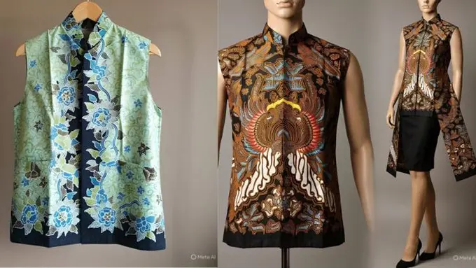 Contoh Model Outer Batik Kekinian Tanpa Lengan