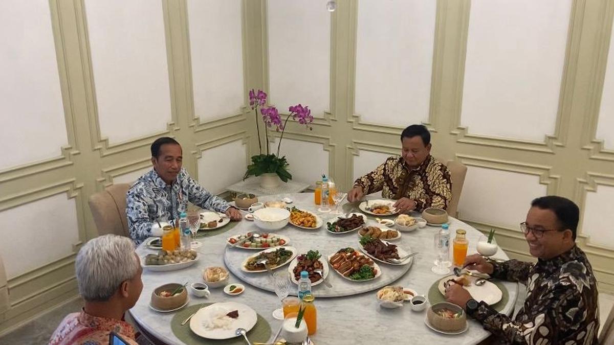 Momen Akrab Jokowi Makan Siang Bareng Anies Ganjar Dan Prabowo Di