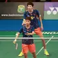 Ganda campuran Tiongkok, Li Junhui/Huang Dongping, senang dengan keramahan penonton Indonesia di ajang Turnamen Indonesian Masters 2015. (Liputan6.com/Humas PP PBSI)