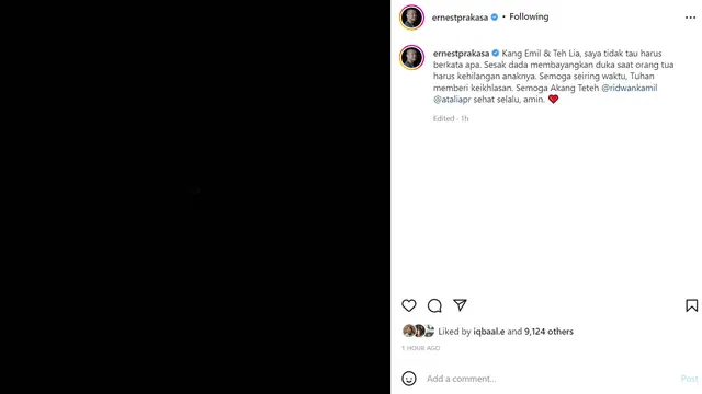 Ernest Prakasa - Ridwan Kamil (Foto: Instagram/@ernestprakasa)