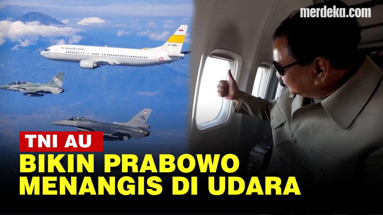 VIDEO: Tangis Prabowo Pecah Diapit Penerbang Jet Tempur TNI AU di Langit Iswahjudi