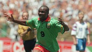 Legenda sepak bola Kamerun, Roger Milla. (Antonio Scorza/ AFP)