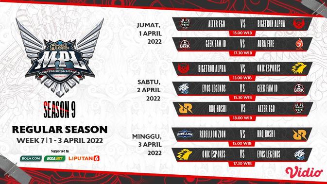 Jadwal dan Live Streaming Week 7 MPL ID S9 Mulai 1-3 April 2022 di Vidio