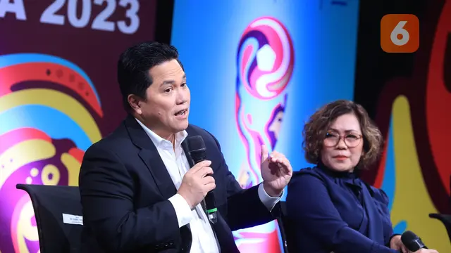 Erick Thohir dan Harsiwi Achmad - Konferensi Pers Launcing SCM sebagai pemegang hak siar resmi Piala Dunia U-17 2023