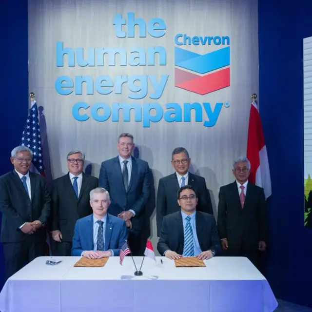 Pertamina dan Chevron New Energies menandatangani Joint Study Agreement kajian carbon capture storage and carbon capture, utilization, and storage di Kalimantan Timur, Indonesia. Perjanjian ini ditandatangani di sela-sela CERAWeek 2023.(Dok Chevron)