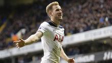 Harry Kane mencetak dua gol saat Tottenham Hotspur menang 3-2 atas Everton dalam lanjutan Liga Inggris di White Hart Lane, Minggu (5/3/2017) malam WIB. (AP Photo/Alastair Grant)