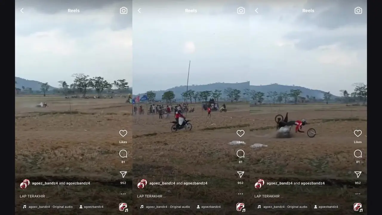 Motor Pembalap ini Rontok Saat Mengantam Pematang Sawah