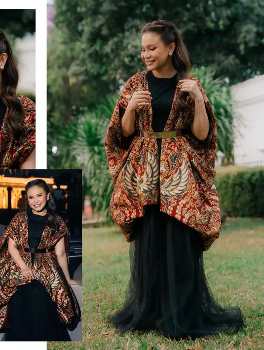 Outer batik motif semen dipadukan dengan tutu skirt dapat menambah kesan apik pada gaya Rossa.