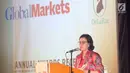 Menteri Keuangan Sri Mulyani memberikan sambutan pada acara Global Markets Award Ceremony di Nusa Dua Bali, Sabtu (13/10). Sri Mulyani meraih penghargaan  sebagai Menteri Keuangan Of The Years 2018. (Liputan6.com/Angga Yuniar)