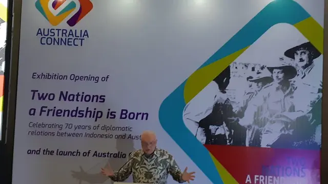 Duta Besar Australia untuk Indonesia, Gary Quinlan, saat membuka program Australia Connect di Museum Nasional, Jakarta, Rabu 13 November 2019 (Rizki Akbar Hasan / Liputan6.com)