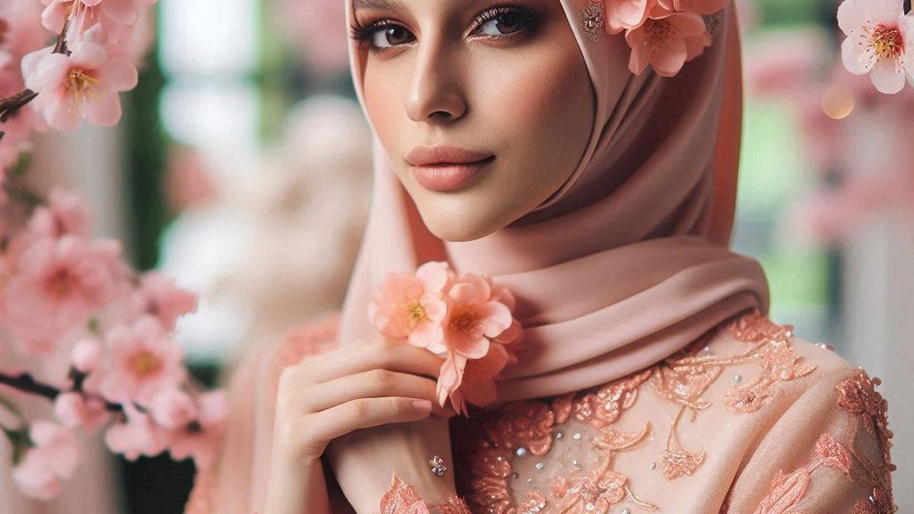 Desain Gamis Lebaran 2025 Peach Blossom