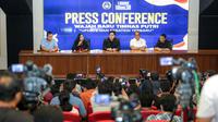 Konferensi pers Wajah Baru Timnas Putri di ruangan Konferensi Pers, SUGBK, Jakarta, Sabtu (21/9/2024). (Bola.com/Bagaskara Lazuardi)