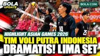 Perjuangan sengit Tim Voli Putra Indonesia menghadapi Thailand di Asian Games 2026. Pertandingan berlangsung dramatis hingga lima set sebelum Indonesia harus mengakui keunggulan Thailand. Saksikan highlights selengkapnya!