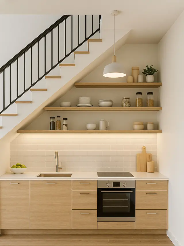Desain Dapur Dekat Tangga (Image by ChatGPT)