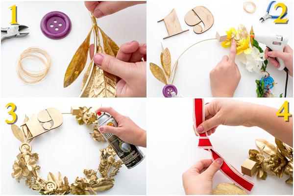 Tutorial DIY Christmas Wreath Bertema Emas Parenting 