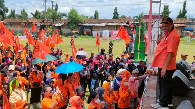 Presiden Partai Buruh, Said Iqbal saat menghadiri kampanye di Jepara, Jawa Tengah.