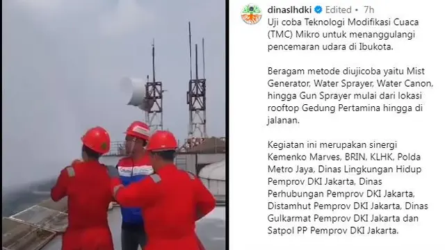 Alat untuk penyemprotan air dari gedung tinggi atau water mist untuk mengatasi polusi udara Jakarta.