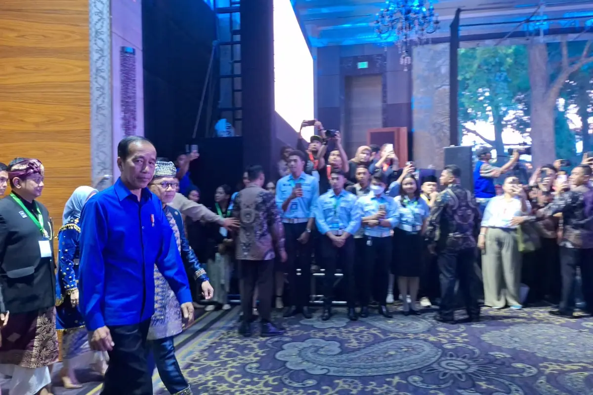 Presiden Joko Widodo atau Jokowi saat menghadiri Kongres ke-6 Partai Amanat Nasional (PAN) di Hotel Kempinski Jakarta Pusat, Jumat (23/8/2024).