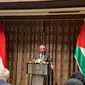 Perdana Menteri Palestina Mohammad Shtayyeh dalam jumpa pers bersama media di Hotel Borobudur pada Selasa (25/10/2022). (Liputan6/Benedikta Miranti)