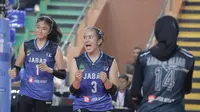 Tim putri Jawa Barat menjuarai Pul Y Kualifikasi PON XXI 2024&nbsp;setelah menang atas Jawa Timur dengan skor 3-1 (22-25, 25-22, 25-18, 25-22) di GOR Bulungan, Jakarta Selatan, Rabu, 25 Oktober 2023. (foto:&nbsp;Qisty/moji tv)