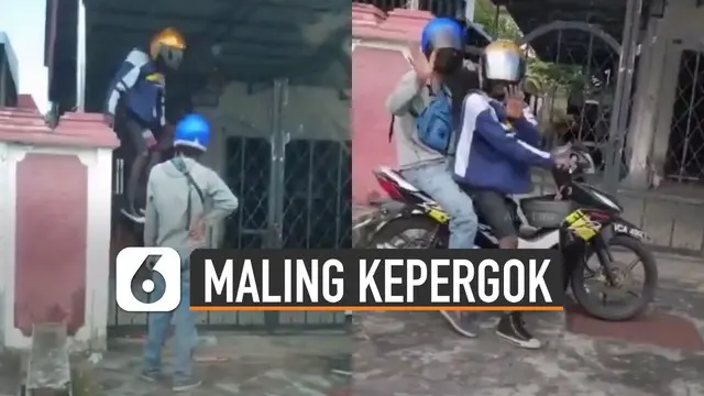 Nasib apes harus dialami kedua maling ini yang kepergok pemilik rumah saat sedang beraksi.