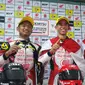 Pebalap Indonesia dari Astra Honda Racing Team, Gerry Salim, berhasil menjuarai balapan pertama kelas Asia Production (AP) 250 pada seri keempat ajang ARRC di Sirkuit Sentul, Bogor, Jawa Barat, Sabtu (12/8/2017). (Bola.com/Zulfirdaus Harahap)