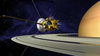 Ilustrasi pesawat Cassini–Huygens mengorbit Saturnus (NASA/ESA)