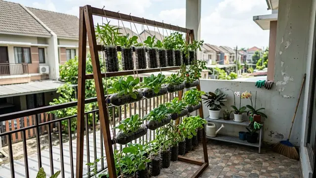 Ide Kebun Sayur untuk Rumah Kontrakan yang Tidak Boleh Dibongkar (AI Generated)