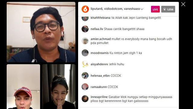 Sesi Instagram Live Jefri Nichol dan Vanesha Prescilla bareng Liputan6.com. (Foto: Instagram @jefrinichol)