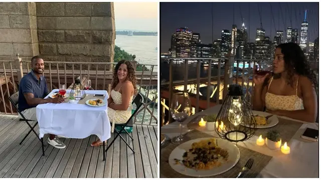 Masa Pandemi, Pasangan Makan Malam Romantis di Jembatan Brooklyn