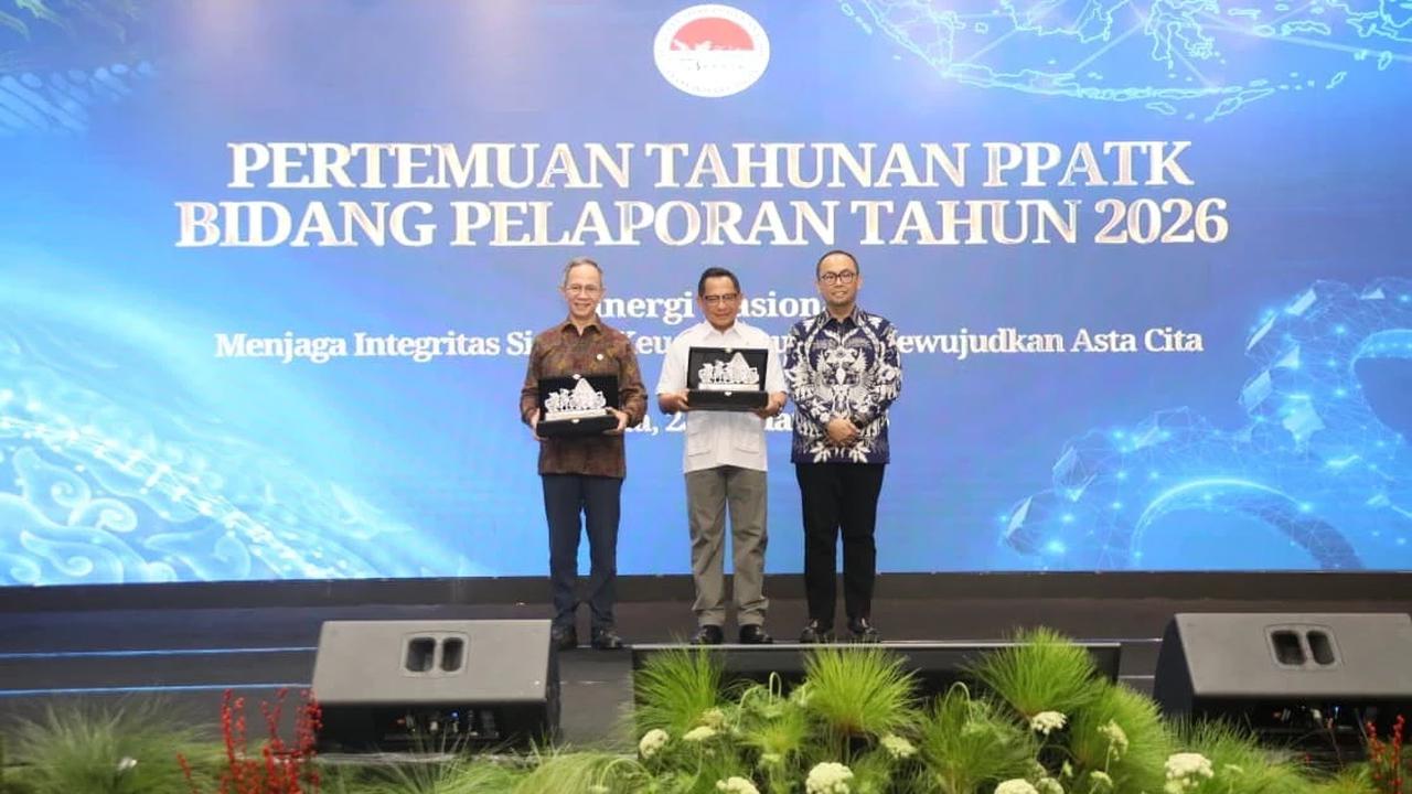 Mendagri Tito Karnavian saat Pertemuan Tahunan Pusat Pelaporan dan Analisis Transaksi Keuangan (PPATK) Bidang Pelaporan Tahun 2026