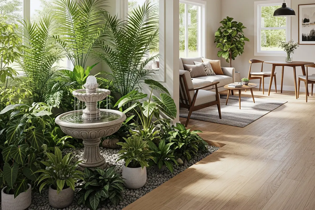 Rumah Kecil Tapi Luas dengan Taman Dalam Rumah dan Air Mancur Mini