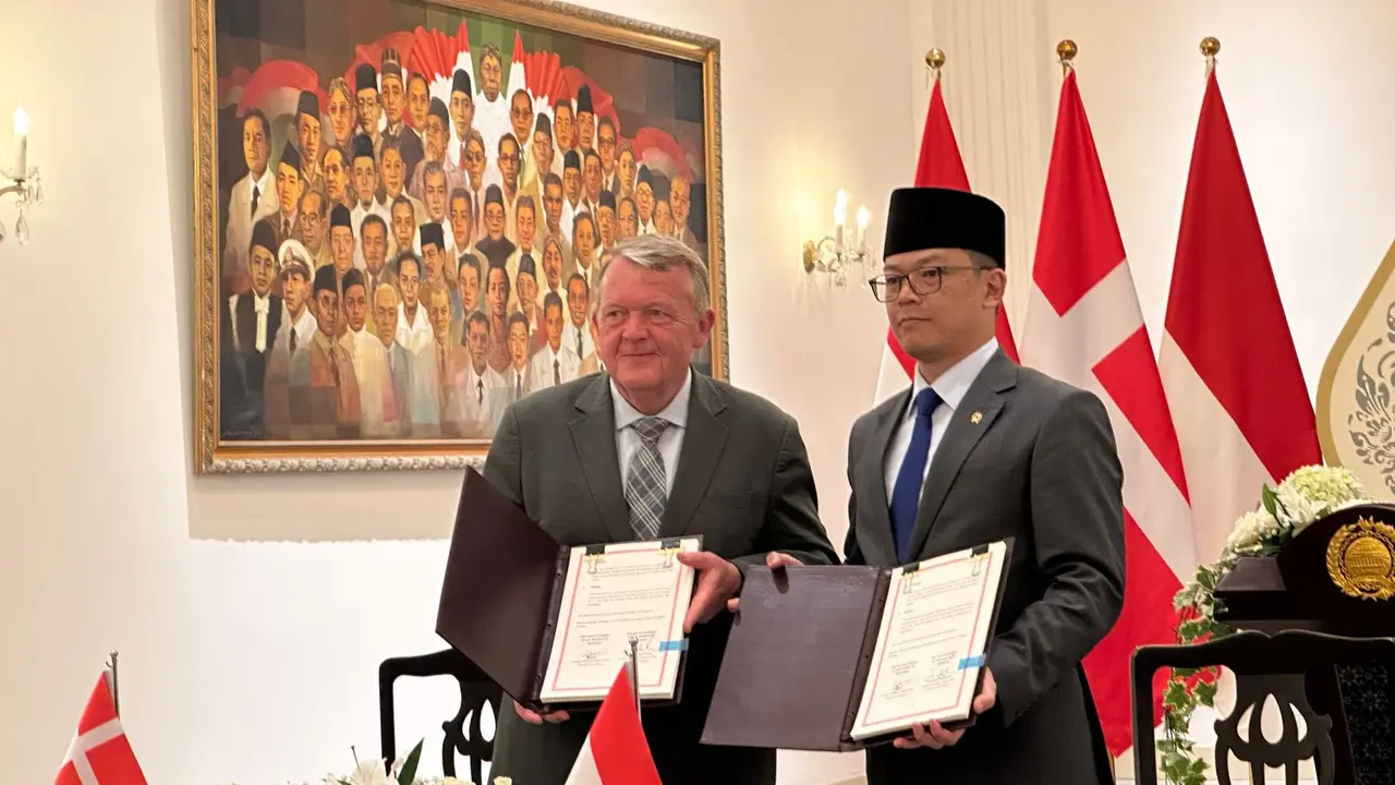 Pertemuan bilateral antara enteri Luar Negeri RI Sugiono dan Menteri Luar Negeri Denmark, H.E. Lars Løkke Rasmussen di Kemlu RI, Selasa (22/4/2025). (Liputan6.com/Benedikta Miranti)