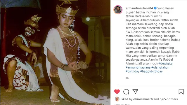 Armand Maulana ucapkan kalimat menyentuh di ulang tahun Dewi Gita ke-50