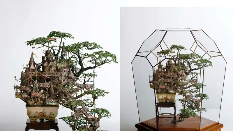 Unik! Bonsai Berbentuk Bangunan Cantik