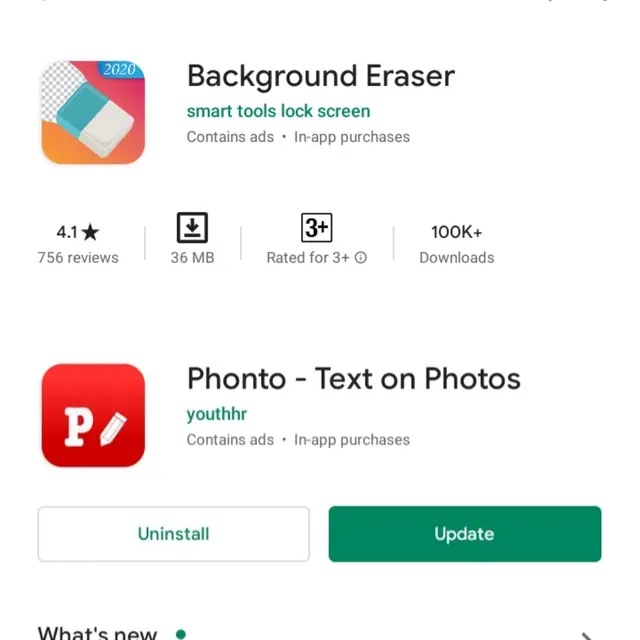 Ilustrasi Aplikasi Aplikasi Background Eraser dan Phonto (Sumber: Playstore)