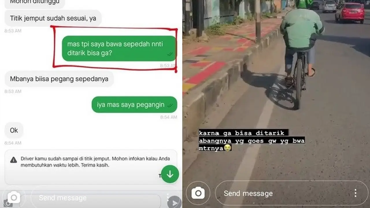viral aksi driver ojol gowes sepeda pelanggan