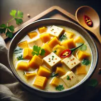 illustrasi tahu labu kuah santan copyright/ai generated