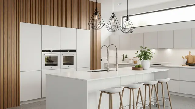 Inspirasi Dapur dengan Kombinasi Kayu dan Warna Putih (AI Generated)