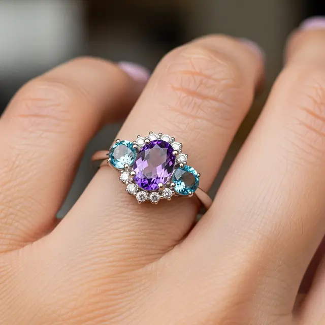 Cincin Emas Batu dengan Kombinasi Warna Cantik (Image by Gemini AI)