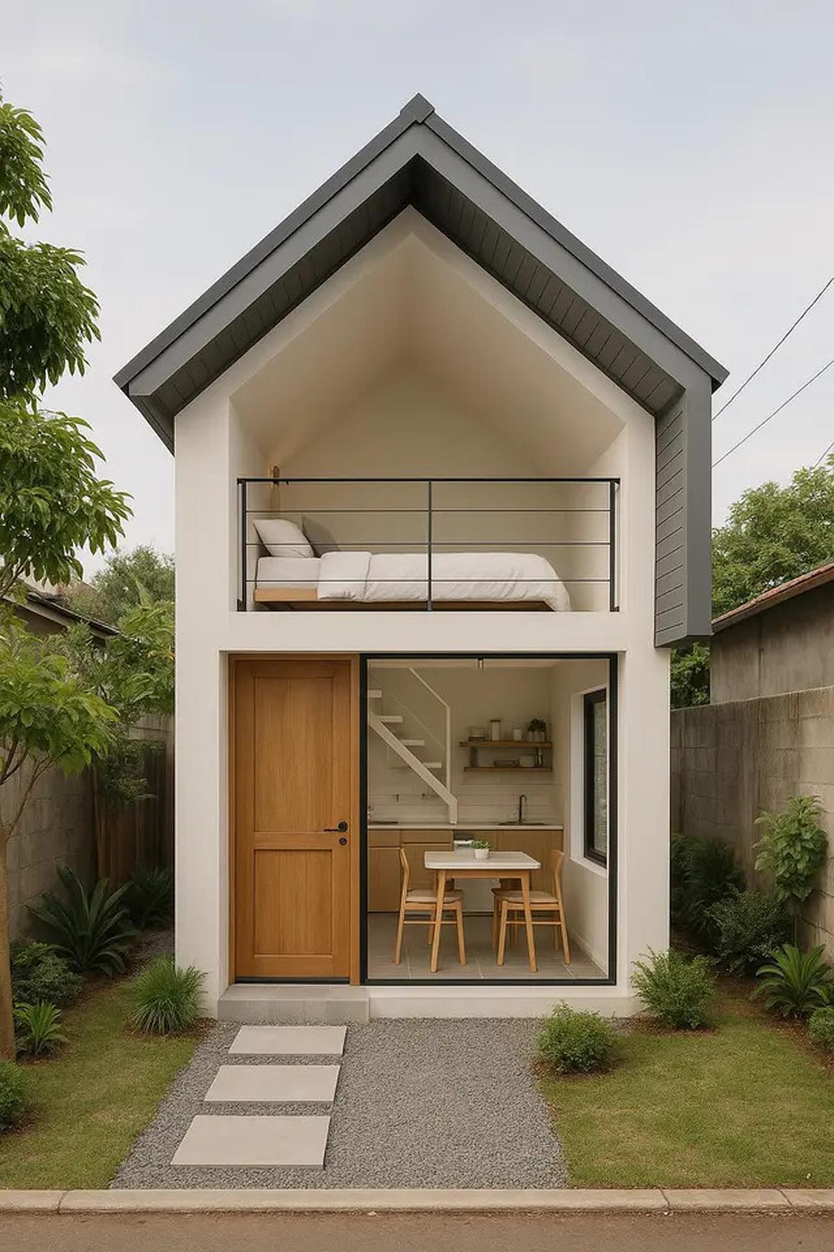 7 Model Rumah Kecil Mungil 46 Estetik dengan Mezzanine, Solusi Hunian Modern Hemat Lahan