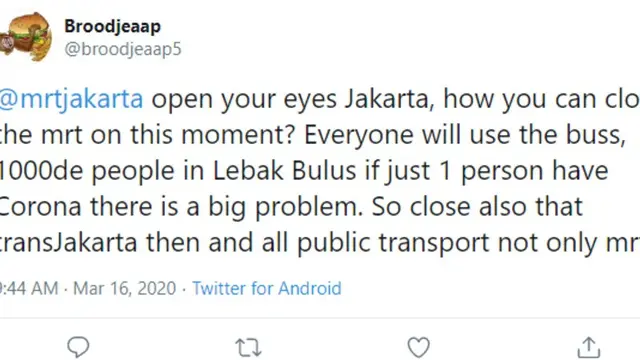 Transjakarta dan MRT Dibatasi untuk Cegah Virus Corona, Netizen: Ini Membunuh Pelan-Pelan Namanya