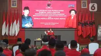 Ketua Umum PDI Perjuangan Megawati Soekarnoputri menyampaikan pidato di sela pelantikan pengurus DPP PDI Perjuangan masa bakti 2019-2024 yang diperpanjang hingga tahun 2025 di Sekolah Partai PDI Perjuangan, Lenteng Agung, Jakarta Selatan, Jumat (5/7/2024). (merdeka.com/Arie Basuki)